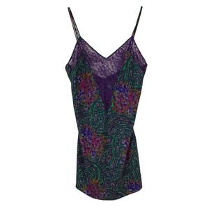 VTG Victoria's Secret Gold Label Lace Paisley Satin Print Nightgown Lingerie L